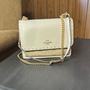 Coach Cream and Gold Crossbody Bag